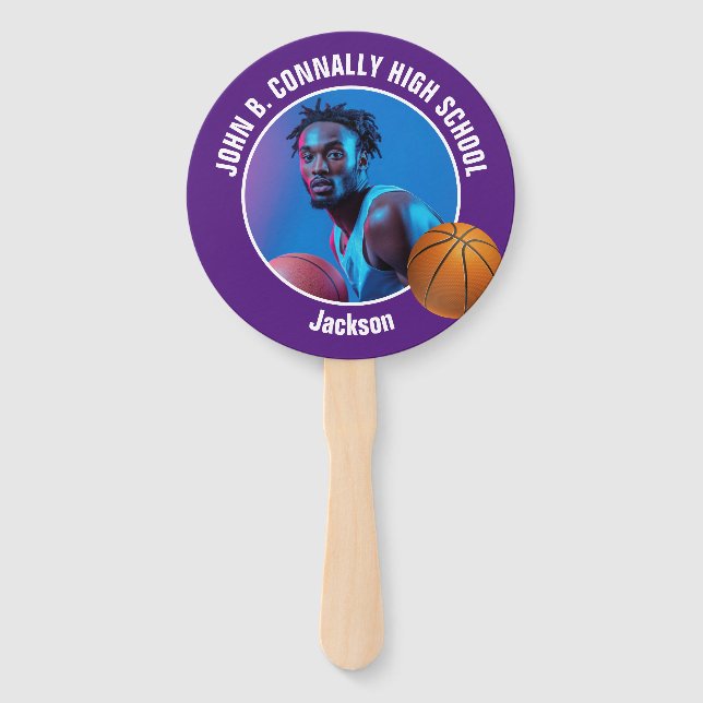 Leque Purple Basketball Player Photo High School Spirit (Frente)