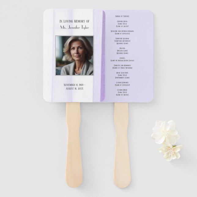 Leque Purple In Loving Memory Elegant Funeral Memorial (Frente e Verso)