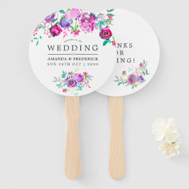 Leque Púrpura e Mint Floral Wedding Favor