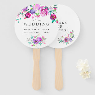 Leque Púrpura e Mint Floral Wedding Favor
