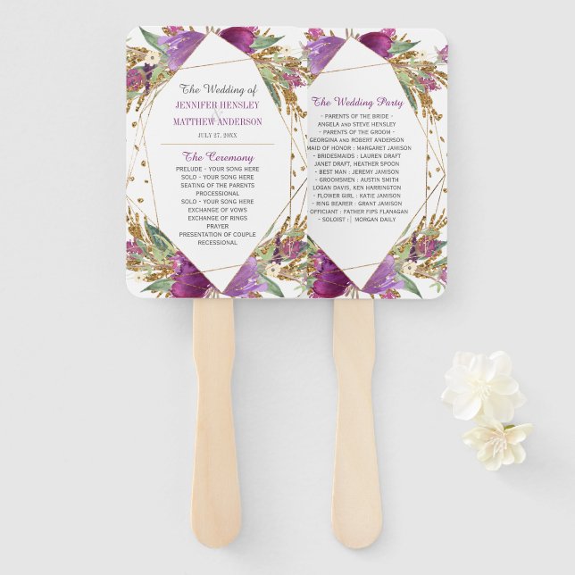 Leque Quadro geométrico Dourado de Ametist Puro (Frente e Verso)