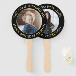 Leque QUALQUER Aniversário 2 Fotos Elegante Pretas e Dou