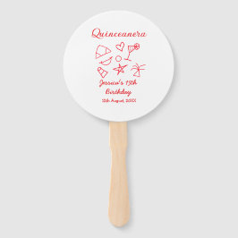 Leque Quinceanera 15th birthday red beach party tree sun