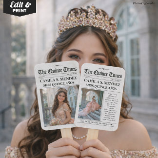 Leque Quinceañera Hand Fans, 15th Birthday Newspaper