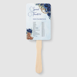 Leque Quinceañera XV 15 Azul Real Floral Charro Padrinho