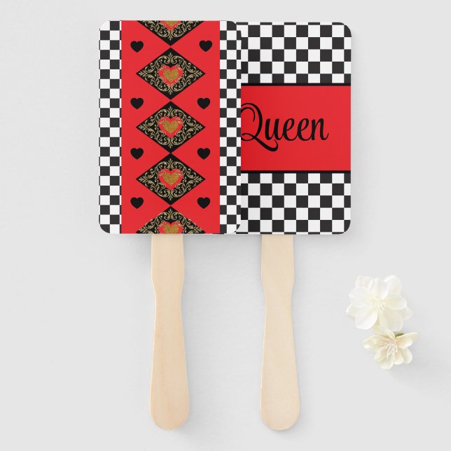 Leque Rainha dos corações das bruxas (Frente e Verso)