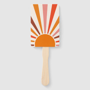 Leque Raios do Sol Retrospectivo Laranja Vermelho Amarel