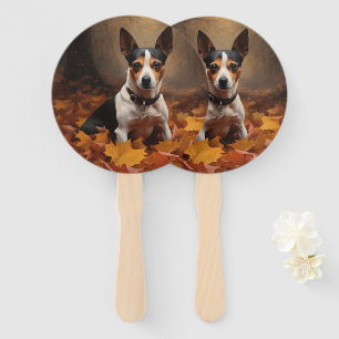 Leque Rat Terrier no Outono Folhas Caídas Inspiram
