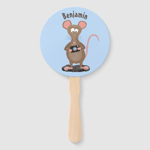 Leque Rato engraçado com ilustração de desenho animado c