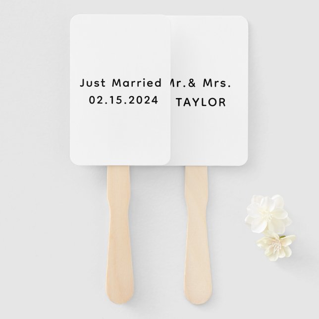 Leque Recem casados Sr. & Sra. | Monograma de Casamento (Frente e Verso)