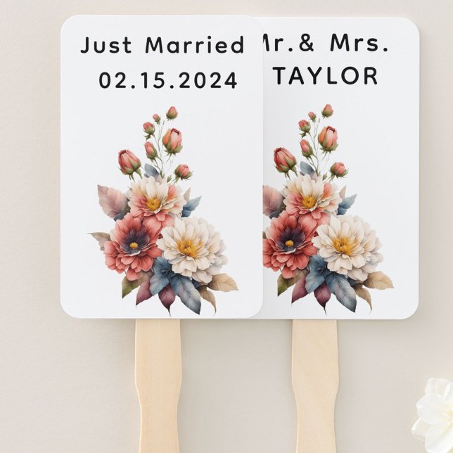 Leque Recem casados Sr. & Sra. | Monograma Floral de Cas (Criador carregado)