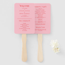 Leque Red and Pink Retro Wedding Program