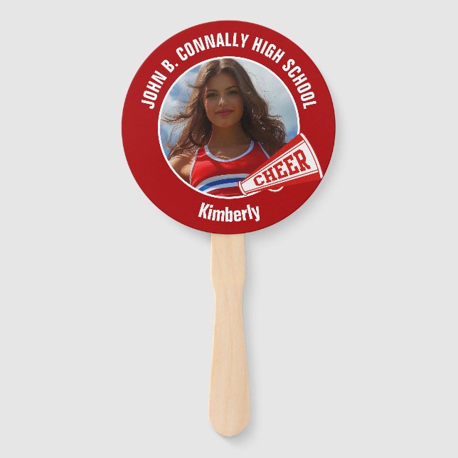 Leque Red Cheerleader Photo High School Spirit (Frente)