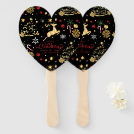 Leque Red Dourado Reindeer Feliz Árvore de Natal