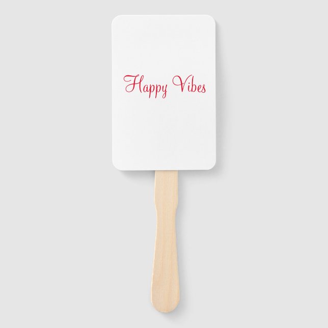 Leque Red Happy vibe simples caligrafia mínima (Frente)