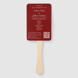 Leque Red Modern Wedding Ceremony Program Hand fans