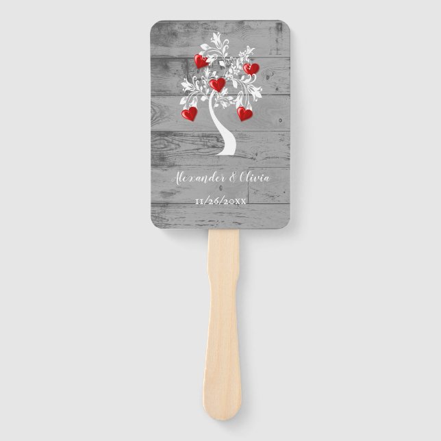 Leque Red Tree of Hearding Favor Hand Fan (Frente)