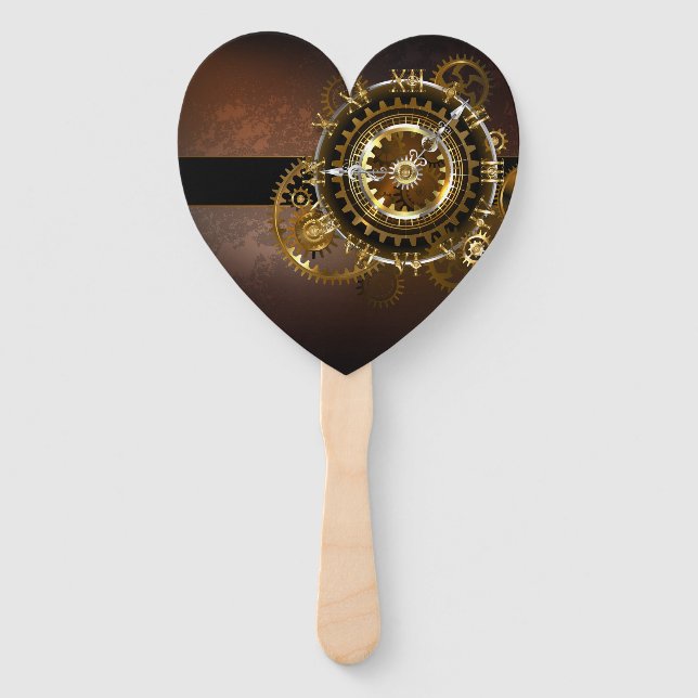 Leque Relógio a vapor com engrenagens antigas (Frente)