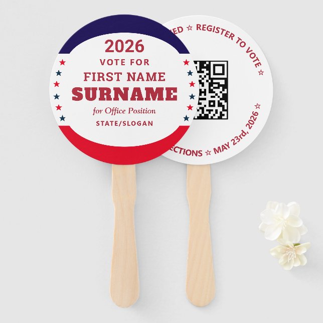 Leque Republican Party Campaign Personalized QR & Date (Frente e Verso)