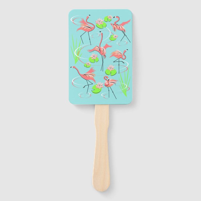 Leque retângulo com ventilador Flamingo Fandango (Frente)