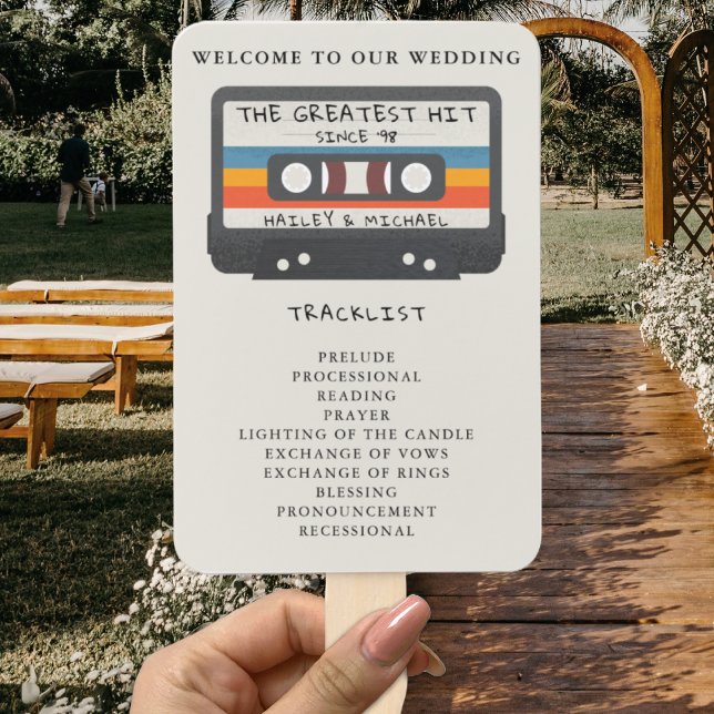 Leque Retrai O Programa De Casamento De Cassete De Maior (Retro The Greatest Hit Cassette Wedding Program Hand Fan
)