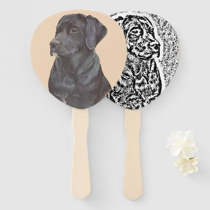 Leque retrato único de um cão labrador preto giro