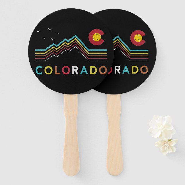 Leque Retro Colorado Flag Rocky Mountain Souvenir (Frente e Verso)