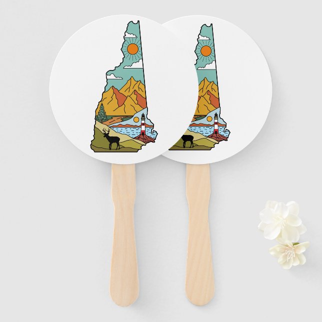 Leque Retro Concord New Hampshire White Mountain (Frente e Verso)