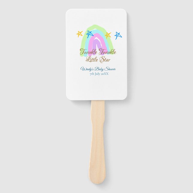 Leque Retrorre o arco-íris brilha pequenas estrelas baby (Frente)