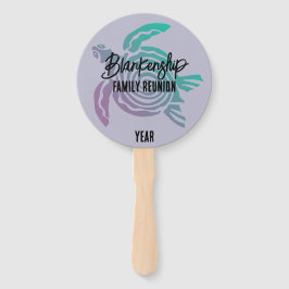 Leque Reunião da Família das Tartarugas Tribais Pastel G