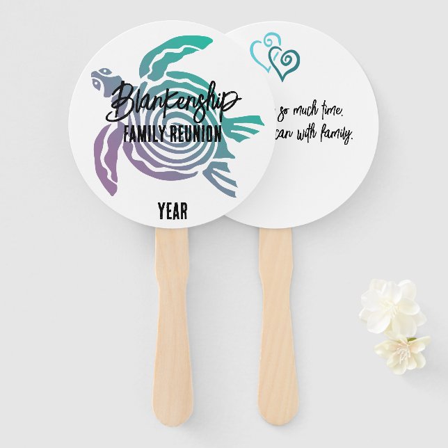 Leque Reunião da Família das Tartarugas Tribais Pastel G (Frente e Verso)