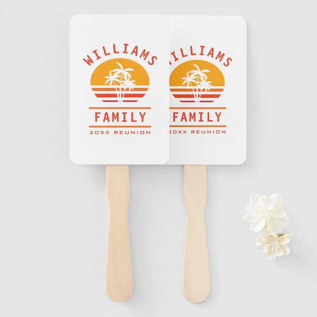 Leque Reunião da Família Tropical Beach de Férias de Ver (Frente e Verso)