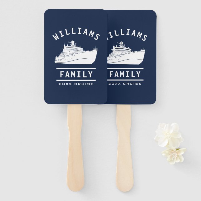 Leque Reunião Familiar Divertida Férias de Verão Navio d (Frente e Verso)