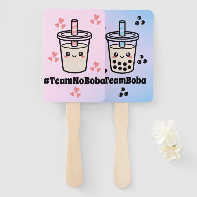 Leque Reversible #TeamBoba #TeamNoBoba Gender Reveal (Frente e Verso)