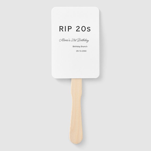 Leque RIP 20s aniversário de 21 anos simples data mínima (Frente)