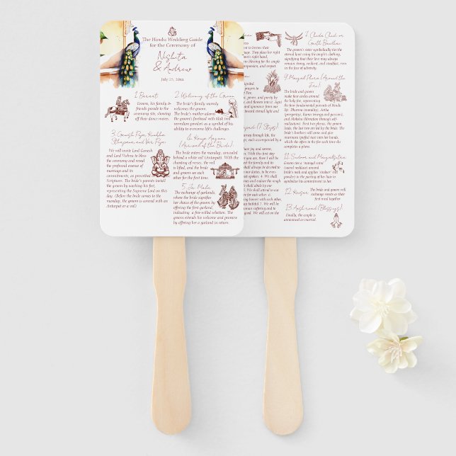 Leque Ritos de casamento hindus paciock palácio Jaipur (Frente e Verso)