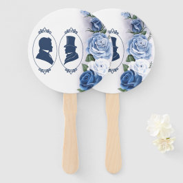 Leque Romantic Blue Regency Gay Botanical Silhouette 