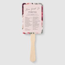 Leque Romantic Floral Bouquet Pink Wedding Program Fan