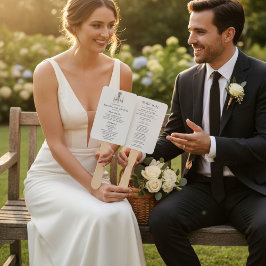 Leque Romantic Hand Drawn Chandelier Wedding Program 