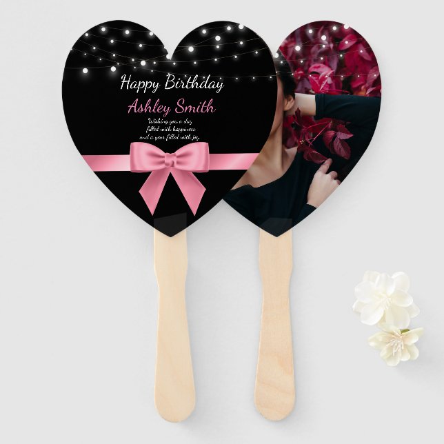 Leque Rosa de chic moderno elegante 16 (Frente e Verso)