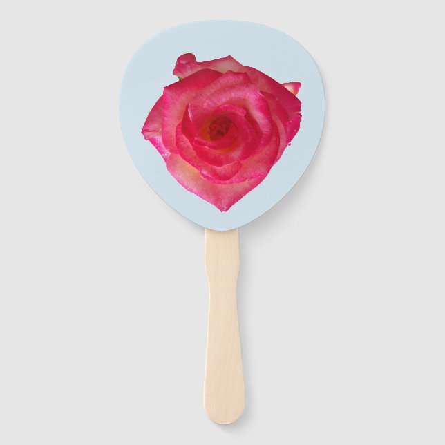 Leque Rosa de cor azul em um ventilador manual (Frente)