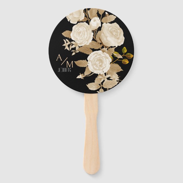 Leque Rosa de Elegante preto (Frente)