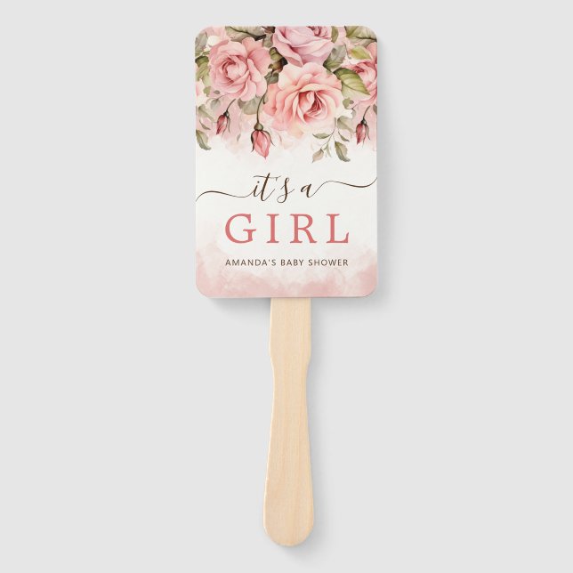 Leque Rosa de Lâmpada Aquarela É um Chá de fraldas (Frente)