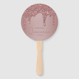 Leque Rosa Dourado Glitter Drives Quinceanera Foto