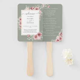 Leque Rosa Floral Elegant Sage Green Wedment Program