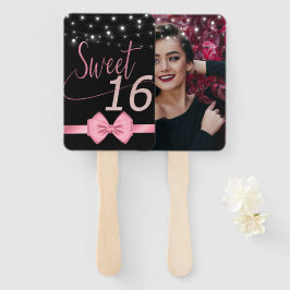 Leque Rosa moderno elegante chic doce, 16 fãs de mão