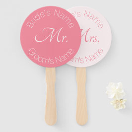 Leque Rosa Pink Elegant Bride e Groom Sr. Sra. Wedding