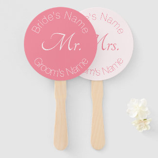 Leque Rosa Pink Elegant Bride e Groom Sr. Sra. Wedding