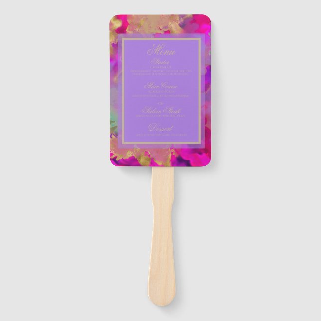 Leque Rosa, roxo e dourado (Frente)