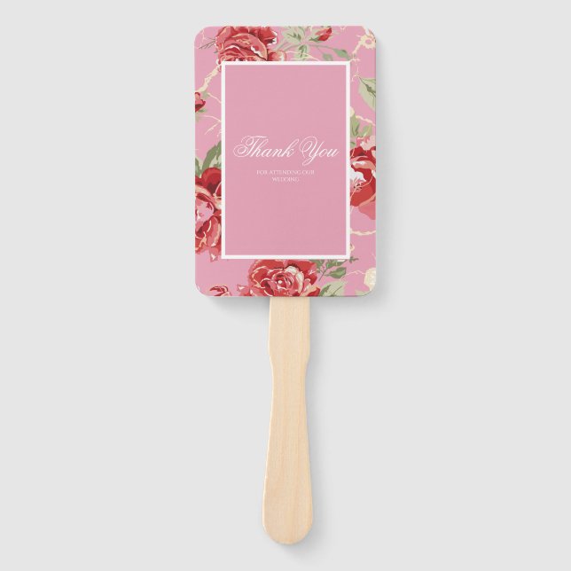 Leque Rosa vermelha e ventilador branco clássico de impr (Frente)